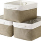 TheWarmHome Storage Basket for Organizing - 16x12x8 inch Large 3 Pack Collapsible Storage Bin for Shelves with Handles, Fabric Storage Cubes for Organizer Cloth Gift Toy Closet (Whiet & Khaki)
