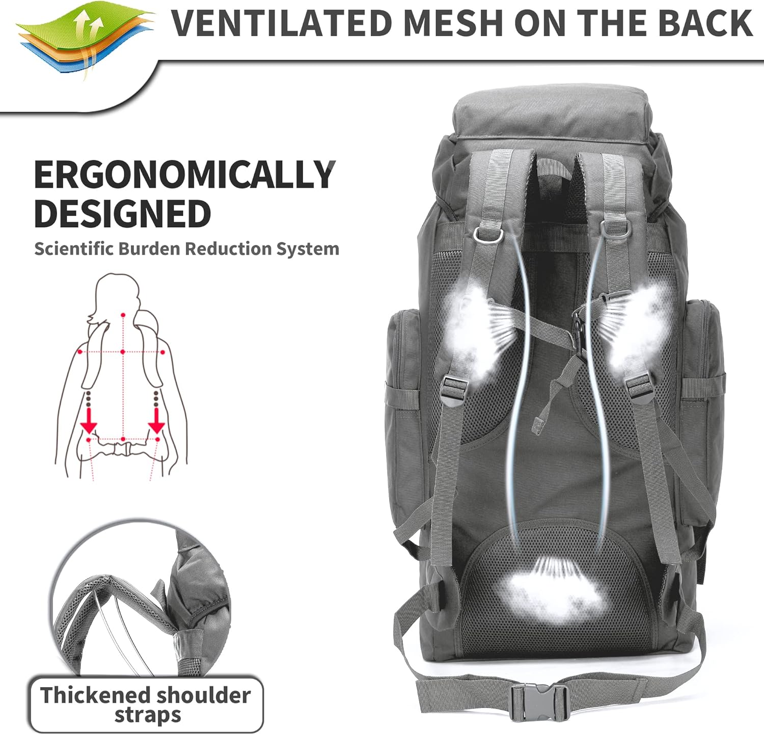 King'sGuard 70L Camping Hiking Backpack Tactical Backpack Military Molle Rucksack Backpack for Outdoor - Roamly