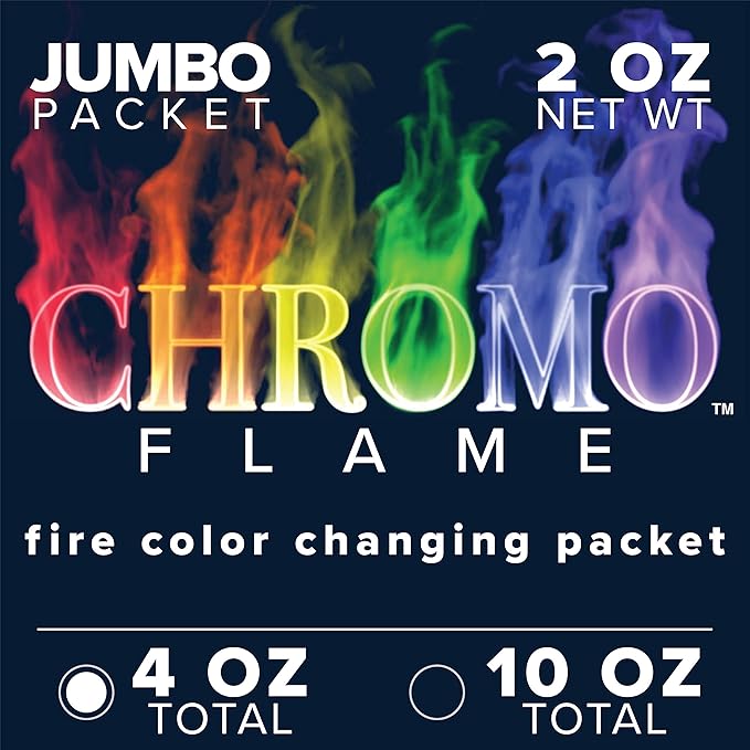 Fire Color Changing Packets for Fire Pit, Campfire, Bonfire, Outdoor Fireplace | Mystic, Rainbow, Magic, Colorful Flames | 4 oz Total, 2-2 oz Jumbo Packets