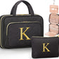 Personalized Gifts for Women, Initial Toiletry Bag Hanging Travel Organizer & Makeup Cosmetic Bag with Embroidery Letter Teacher Appreciation Gift Birthday Mothers Day Gifts for Mom Wife Friend Sister - Roamly