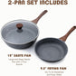 SENSARTE Nonstick Frying Pan Skillets, Swiss Granite Coating Omelette Pans, Healthy Cookware, Free of Intentionally Added PFOA (9.5 Inch Frying Pan and 5QT Saute Pan)