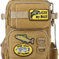 Dovesun Small Fishing Backpack with Tackle Boxes Fishing Sling Bag DIY Embroidery Patches Tackle Bag Gift for Men Khaki