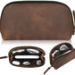 Leather Tech Pouch for Cables Chargers Phone | Tech Bag | Zipper Travel Accessory Pouch | Electronic Organizer Case Travel Bag (Vintage Dark Brown)