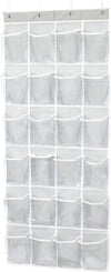 Simple Houseware 24 Pockets Large Clear Pockets Over The Door Hanging Shoe Organizer, Gray (56" x 22.5")