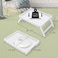 Artmeer Bed Tray Table with Folding Legs,Bamboo Breakfast in Bed for TV Table, Laptop Computer Tray,Eating,Snack Tray (White) Extra-Large Size