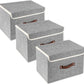 TYEERS Collapsible Storage Boxes, Washable Fabric Storage Bins with Lids, 14.9x9.8x9.8 inches, 3 Pack, Gray