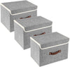 TYEERS Collapsible Storage Boxes, Washable Fabric Storage Bins with Lids, 14.9x9.8x9.8 inches, 3 Pack, Gray