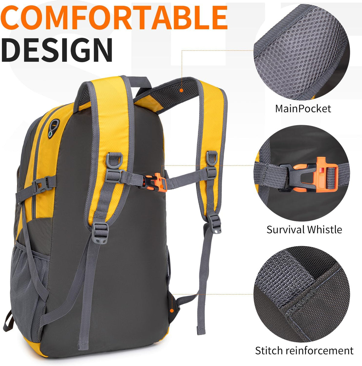 40L Hiking Backpack Lightweight Daypack Waterproof Travel Camping Backpack for Men Women Sport Packable - Roamly