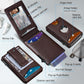 Airtag Wallet for Men,with Money Clip Gift Boxed,Slim Front Pocket Wallet RFID Blocking Metal Case Smart Pop-up Credit Card Holder in Magnetic Leather Flip