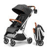 Bombi Bēbee V2 Lightweight Baby Stroller - Premium Vegan Leather, One-Hand Fold, Infinite Recline, Aircraft-Grade Aluminum Frame, XXL Canopy, and Ample Storage Umbrella Stroller - Midnight Black