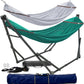 Tranquillo Combo x2 Hammocks with Stand for Outside & Tree Straps, Heavy Duty Hammock with Stand 600lbs for Indoor Outdoor Patio Backyard, x2 Hammocks for 2 Person, Portable Carrying Bags, Peacock