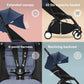 Stokke YOYO3 Stroller from 6 Months - Includes Black Frame/Air France Blue Seat Cushion + Canopy - Folds in & Out in a Flash - Light & Compact - Carry-On Compatible