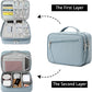 mygreen Electronics Travel Organizer, Watreproof Electronic Accessories Case Portable Double Layer Cable Storage Bag for Cord, Charger, Flash Drive, Phone, Ipad Mini, SD Card, Gifts for Him Grey