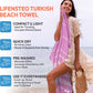 Turkish Beach Towel - 40x71 inch Oversized Sand Resistant Prewashed Turkish Towel - 100% Turkish Cotton Quick Drying, Compact, Lightweight Turkish Towel for Beach, Bath, Pool, Gym, Yoga