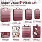 Veken 9/11 Set Compression Packing Cubes for Travel Essentials,Compressible Expandable Large Luggage Suitcase Organizer Bags for Clothing,Durable Space Saver Storage Bags with Toiletry Bags(Wine Red)