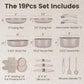 Chef Power Ceramic Nonstick Pots and Pans Set 19 Piece with Detachable Handle, Induction Dishwasher Oven Safe Cookware Set, RV Kitchen Set Removable Handle, Mocca Taupe