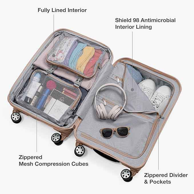 Traveler's Choice Pagosa Hardshell Expandable Luggage with Spinner Wheels, Latte Beige, 30-Inch Large