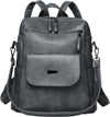 PU Leather Backpack Purse for Women Fashion Multipurpose Design Handbag Ladies Shoulder Bags Travel Backpack Blue Grey