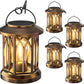 WdtPro Solar Lanterns Outdoor Lights, 4 Pack Bright Lanterns Outdoor Waterproof with Clip Patio Decor, Hanging Solar Lights for Outside Garden Yard Front Porch Table Decoration (Antique Copper)