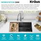 KRAUS Kore Workstation 32-inch Undermount 16 Gauge Black Stainless Steel Single Bowl Kitchen Sink in PVD Gunmetal Finish with Accessories, KWU110-32/PGM