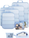Veken 9/11 Set Compression Packing Cubes for Travel Essentials,Compressible Expandable Large Luggage Suitcase Organizer Bags for Clothing,Durable Space Saver Storage Bags(Light Blue)