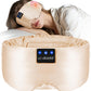 LC-dolida Luxurious Silk Soft Sleep Mask, Sleep Headphones with Bluetooth 5.4 for Side Sleeper, Total Blackout Eye Sleeping Mask for Women and Men, Ideal Gift for Restful Sleep, Travel(Champagne)