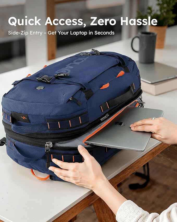 Tolaccea Travel Backpack for Men Women, 40L-50L Carry On Backpack with Wet Dry Compartment, Flight Approved Laptop Daypack Fits 15.6", Convertible Expandable Large Rucksack Duffel Bag for Work Travel
