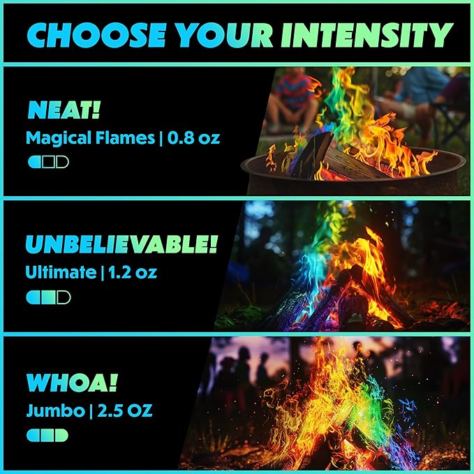 Magical Flames Fire Color Packets (Ultimate 25 Pack), Vibrant Multi-Color Fire for Fire Pits, Campfires, Bonfires & Fireplaces - Camping Essentials & Outdoor Party Accessories