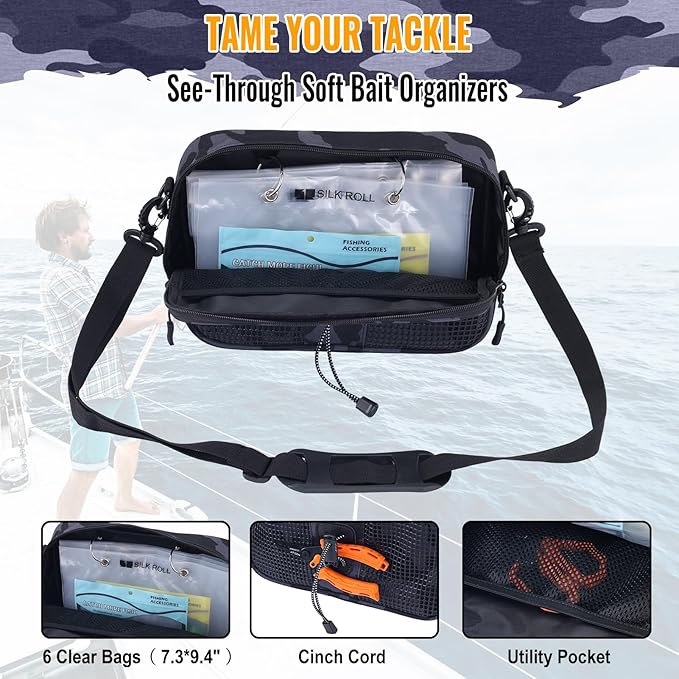 50L Fishing Tackle Backpack with Built-in Rod Holder Large Water-resistant Outdoor Fishing Bag