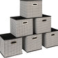 Household Essentials Fabric Storage Bins 6 Piece Set, Houndstooth White and Black