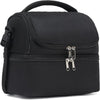 FlowFly Double Decker Cooler Insulated Lunch Bag Large Tote for Boys, Girls, Men, Women, With Adjustable Strap,Black