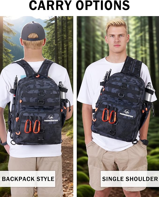 Fishing Backpack with Rod Holders,900D Oxford Water-Resistant Fishing Gear,42L Large Storage Tackle Bag for Men