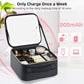 Travel Makeup Bag with LED Mirror – Waterproof Cosmetic Train Case with Adjustable Dividers, Portable Makeup Organizer and Toiletry Bag for Women, Pink Teens & Girls Gift