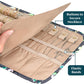 Pavilia Foldable Jewelry Organizer - Travel Roll Bag with Compartments for Earrings, Rings, Necklaces, Bracelets - Packing Accessory