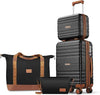 Luggage Sets 4 Piece, 20 Inch Expandable Carry On Suitcase with TSA Lock & Spinner Wheels, Lightweight Travel Luggage Sets with YKK Zippers (Black, 4 Piece Sets(14/20/DB/TB))
