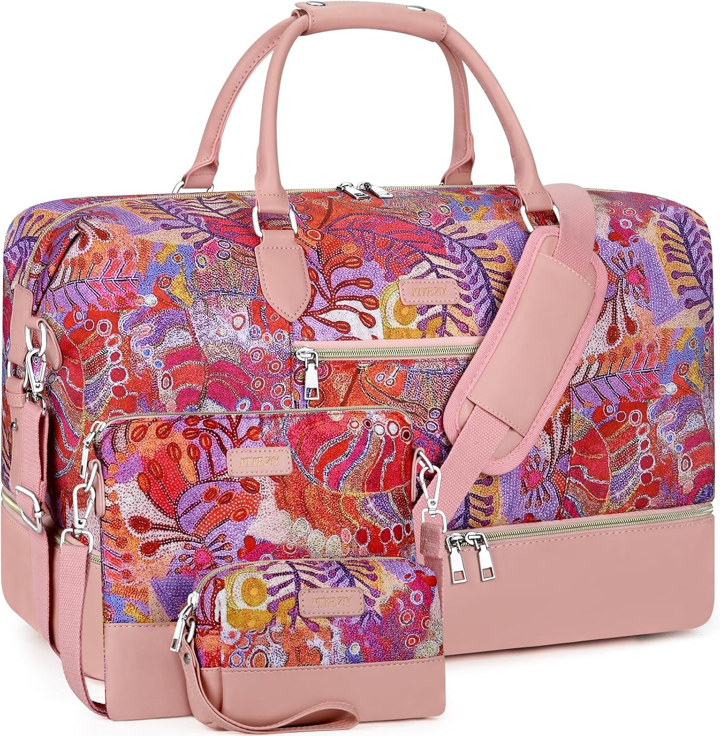 Weekender Bag for Women, Travel Duffel Bag Carry On Overnight Bag with Shoe Compartment Large Nylon Travel Weekend Tote Bag - Roamly