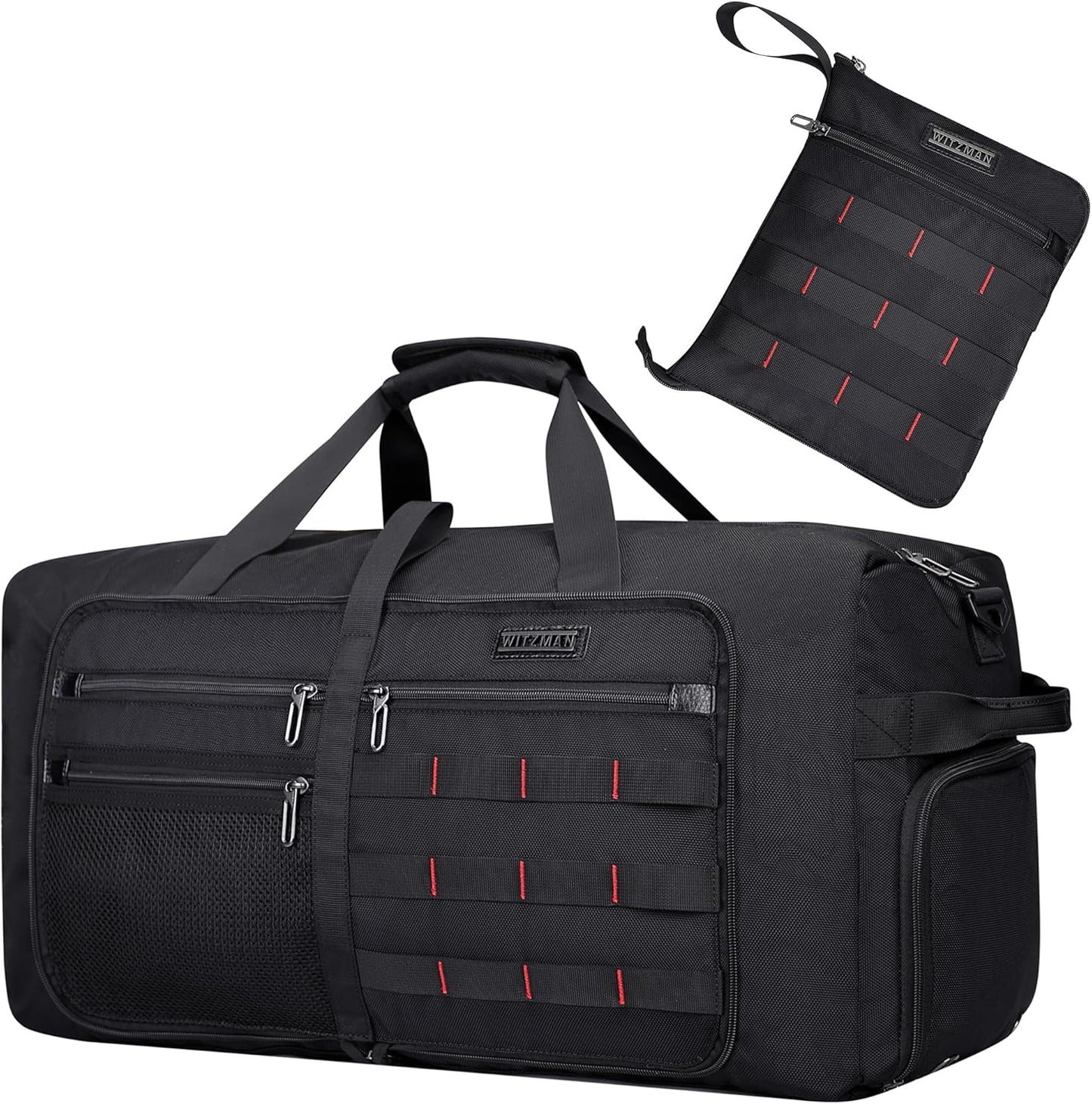 WITZMAN Foldable Duffle Bag for Travel 65L Lightweight Packable Duffel Bag with Shoes Compartment Overnight Bag for Men Women (B697 Black) - Roamly