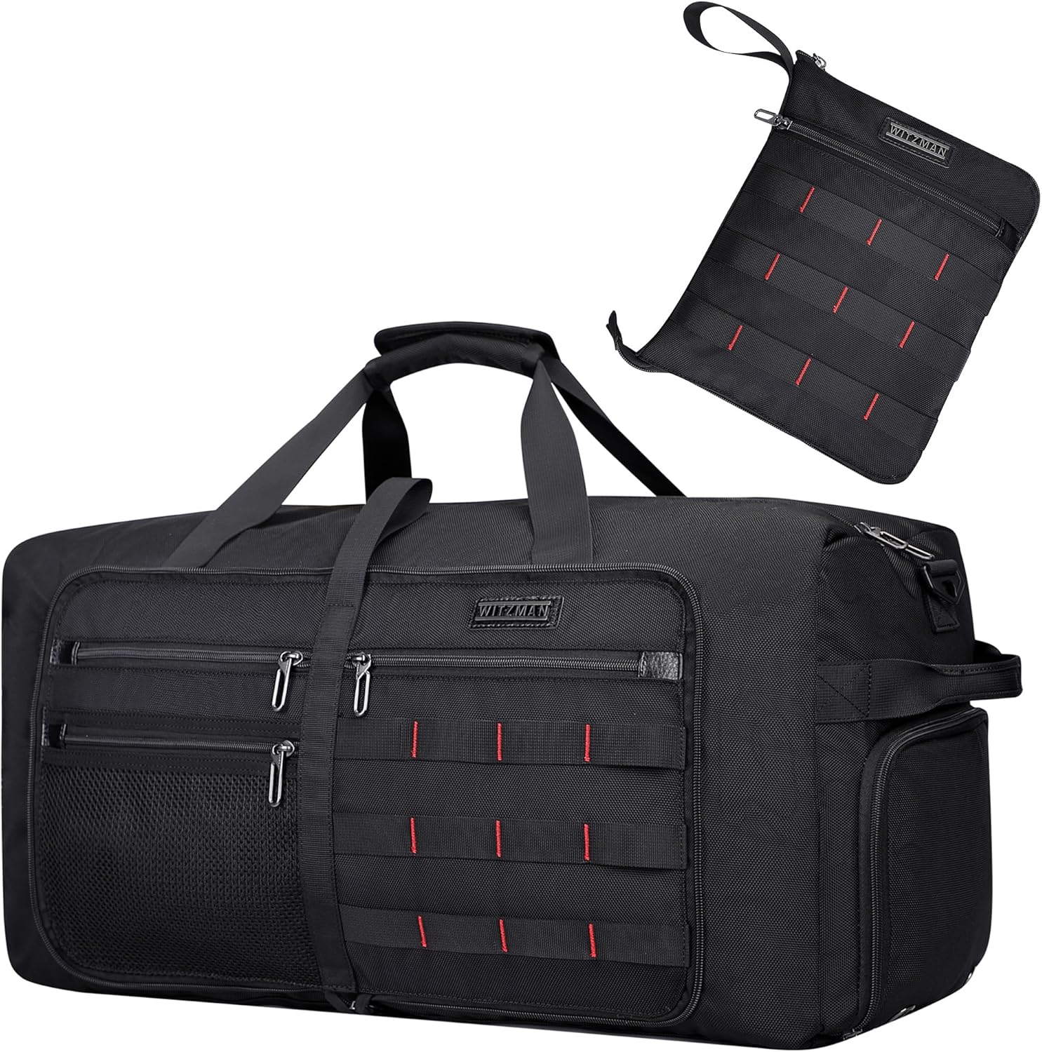 WITZMAN Foldable Duffle Bag for Travel 65L Lightweight Packable Duffel Bag with Shoes Compartment Overnight Bag for Men Women (B697 Black) - Roamly