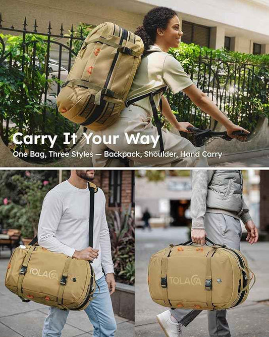 Tolaccea Travel Backpack for Men Women, 40L-50L Carry On Backpack with Wet Dry Compartment, TSA Approved Laptop Daypack Fits 15.6", Convertible Expandable Large Rucksack Duffel Bag for Work Travel
