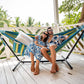 Lazy Daze Hammocks Double Hammock with 9FT Space Saving Steel Stand Includes Portable Carrying Case, 450 Pounds Capacity (Blue&Yellow)