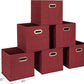 Household Essentials Fabric Storage Cube Bins, 6 Piece Set, Strong Poly-Woven Fabric, Chipboard Sides, Grommet Front Handle, Stackable and Foldable, Classic Design, Burgundy