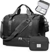 Travel Duffel Bag for Women, Carry-on Overnight Weekender Bags with Wet Pocket & Toiletry Bag, For Spirit Airlines 18x14x8 Personal Item Bag,Small,Black