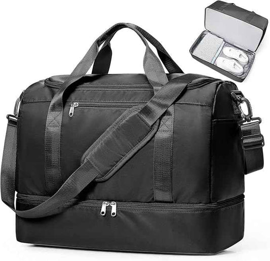 Travel Duffel Bag for Women, Carry-on Overnight Weekender Bags with Wet Pocket, For Spirit Airlines 18x14x8 Personal Item Bag,Small,Black