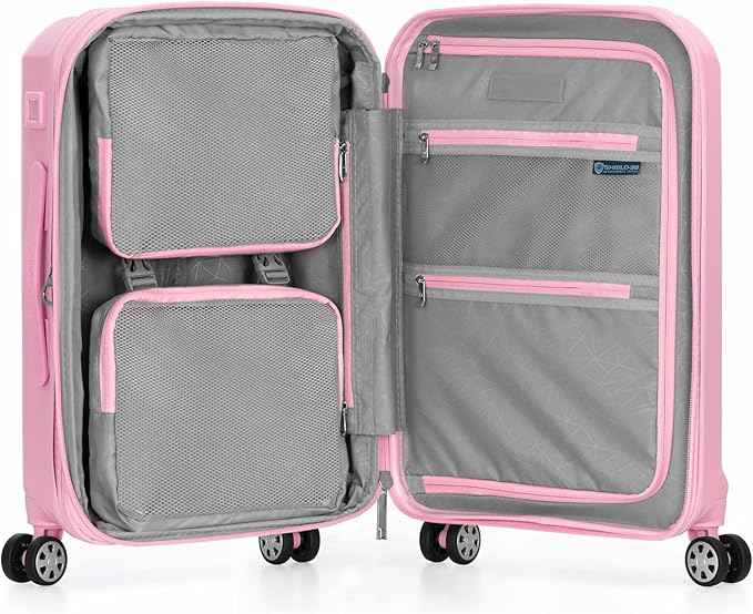 Traveler's Choice Pagosa Hardshell Expandable Luggage with Spinner Wheels, Pink, 22-Inch Carry-on
