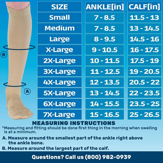 ABSOLUTE SUPPORT Cotton Compression Socks for Women & Men 20-30 mmhg Knee High