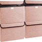 Linen Fabric Foldable Storage Cube Bin Organizer Basket with Flip-Top Lid & Handles, Large Clothes Blanket Box for Home, Office, Closet, Pink, 4 Pack 14.6 x 9.5 x 9.5”