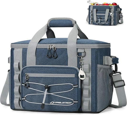 Maelstrom Soft Sided Cooler Bag, 30/40 Can Collapsible Insulated Ice Chest, Large Leakproof Portable Storage for Camping, Travel, Kayaking & Beach