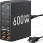 USB Charging Station (600W),12-Port USB C Charger Block with Dual 100W PD USB-C Fast Charging Station Hub for MacBook Pro/Air/All iPad Phone 17/16 15/14/13/Pro Max/Samsung Galaxy Note (Black) - Roamly