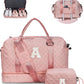 Women Gift-Birthday Gifts, Initial Duffle Bags with Shoe Compartment, Girls Weekender Bag, Overnight Tote for Women, Travel Bag with Makeup Pouch (Letter A) - Roamly