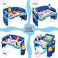 Kids Travel Tray - Waterproof Car Table with No-Drop Large Tablet Holder - Car Seat Tray - Road Trip Must Haves - Lap Desk Kids Organizer for Airplane - Toddler Travel Activities (Blue)